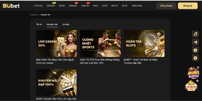 Cổng game cung cấp rất nhiều chương trình khuyến mãi BUBET hấp dẫn.