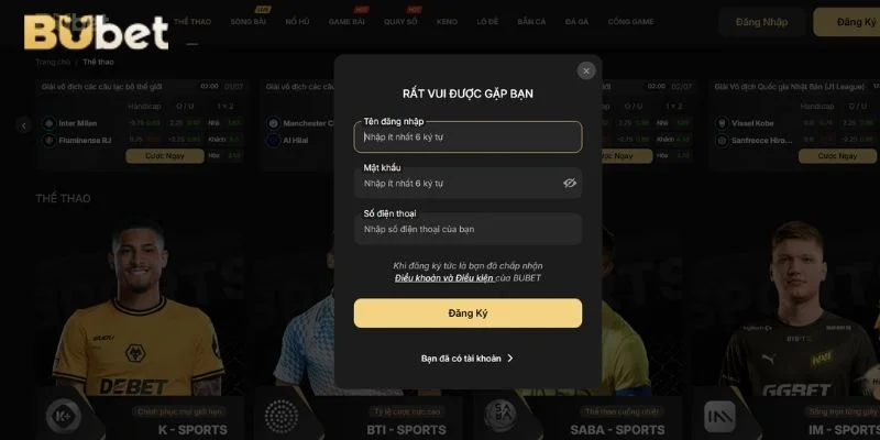Đăng ký tài khoản tại nhà cái BUBET được thực hiện dễ dàng chỉ với 4 bước.