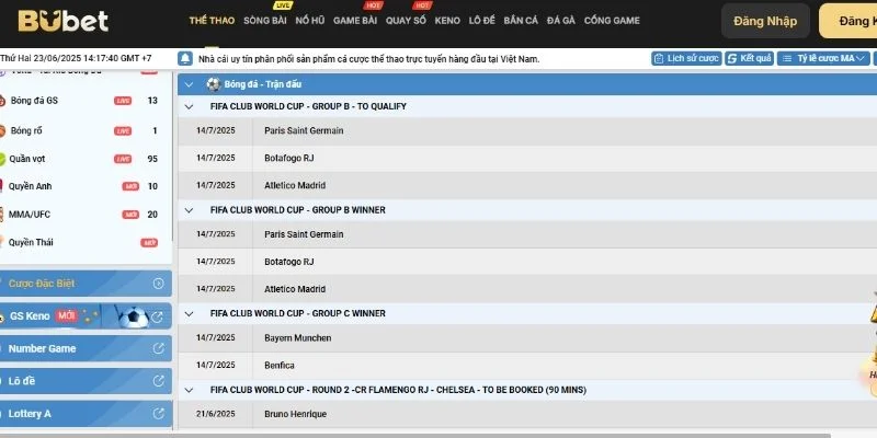 Các bộ môn thi đấu thể thao được yêu thích tại BUBET.