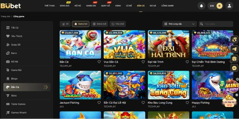 Mách bạn một số tựa game săn cá cực hot tại nhà cái BUBET.