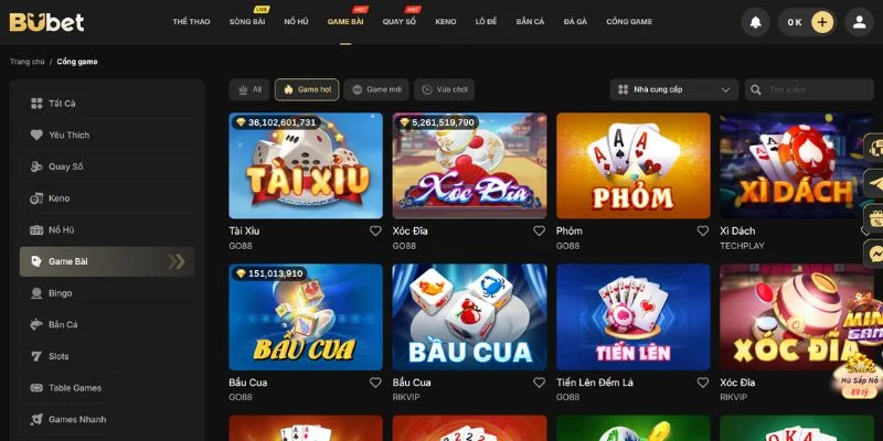 BUBET là trang game bài online đổi thưởng hấp dẫn hàng đầu hiện nay.