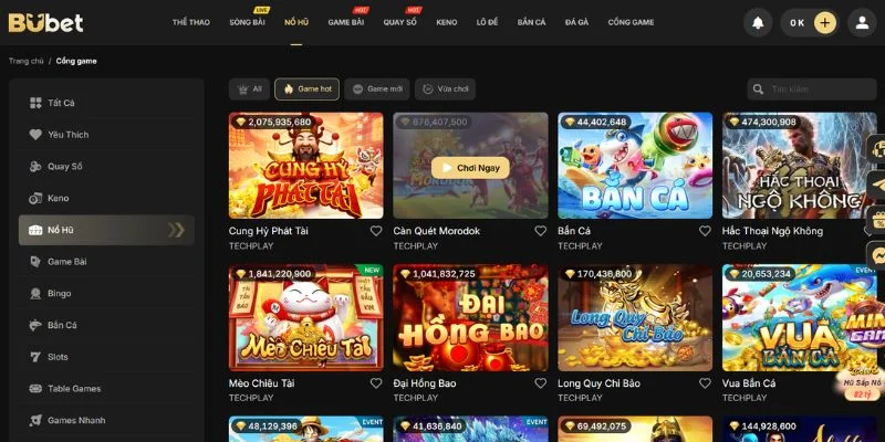 Nổ hũ BUBET là sân chơi đỉnh cao với lượt cược đông đảo.